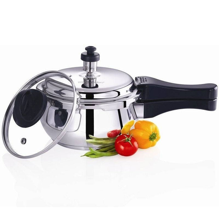 Premier Stainless Steel Cooker IB Handi with Glass Lid 1.5ltr - FromIndia.com