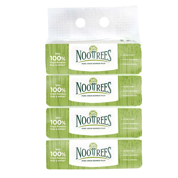 NooTrees Bamboo 2 ply Facial Tissues Soft Pack - 4 x 170 Sheets