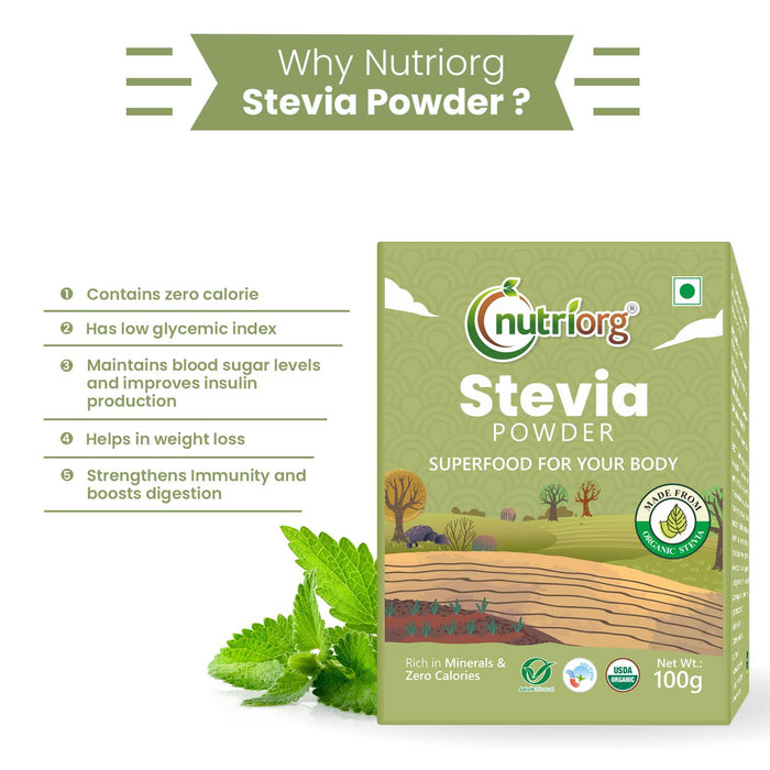 Nutriorg Certified Organic Stevia Powder 100g - FromIndia.com