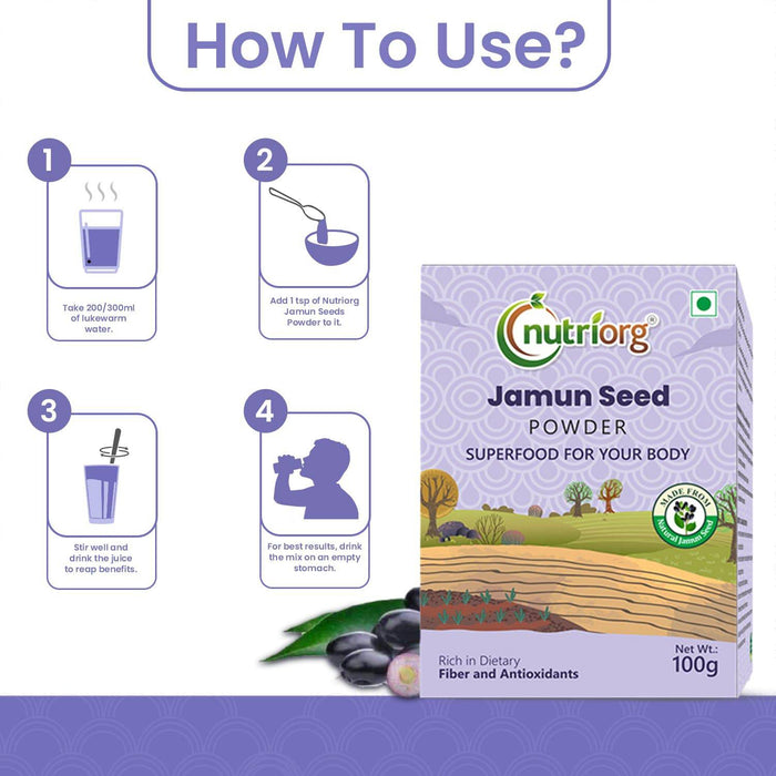 Nutriorg Jamun Seed Powder 100g - FromIndia.com