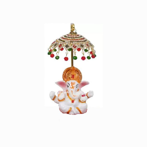 Lord Ganesha Idol with Designer Chatri Car Dashboard Figurine - FromIndia.com