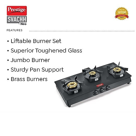 Prestige Svachh Neo Glasstop 3 Burner Gas Stove - 1 Pc