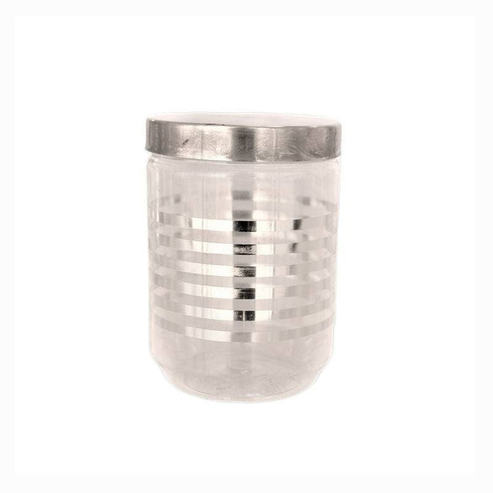 Plastic Jars With Metal Finish Lids  - Set of 2