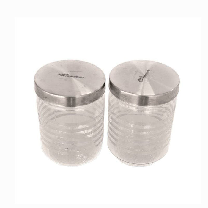 Plastic Jars With Metal Finish Lids  - Set of 2