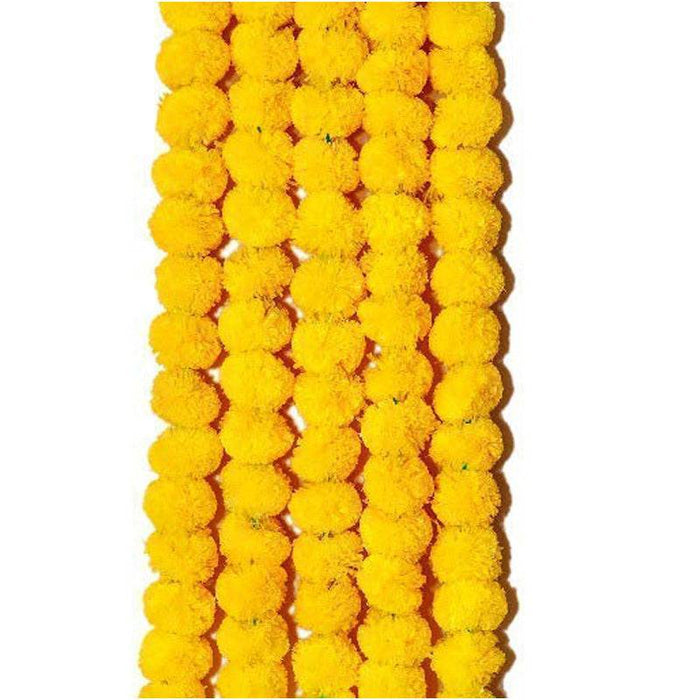 Artificial Marigold Hanging with Tube Rose Flowers - Yellow - Set of 2 - FromIndia.com