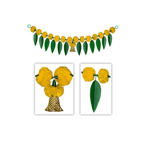 Marigold Flowers with Mango Leaf Door Hanging Toran - FromIndia.com