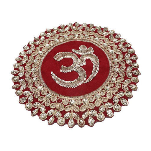 Round Velvet Aasan Mat for Pooja - 6 inch Dia - FromIndia.com