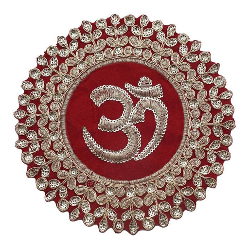 Round Velvet Aasan Mat for Pooja - 6 inch Dia - FromIndia.com