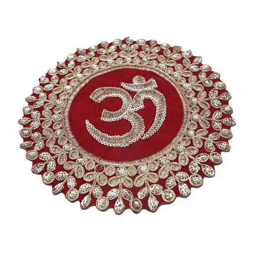 Round Velvet Aasan Mat for Pooja - 8 inch Dia - FromIndia.com