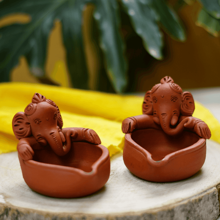 Kulturestreet Baby Ganesha Diya - Set Of 2