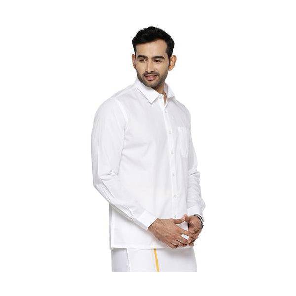 Ramraj Pure Cotton Full Sleeves White Readymade Shirt - FromIndia.com