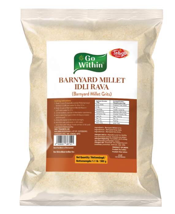Telugu Foods Go Within Barnyard Millet Idli Rava /Semolina (Sooji/Suji) - 500 g