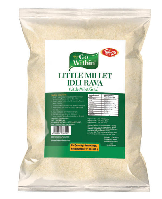 Telugu Foods Go Within Little Millet Idli Rava /Semolina (Sooji/Suji) - 500 g