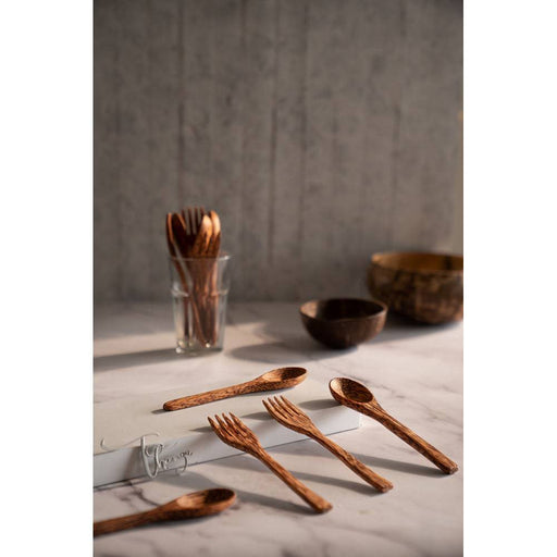 Coconut Wood Cutlery Set (1 Spoon + 1 Fork) - FromIndia.com