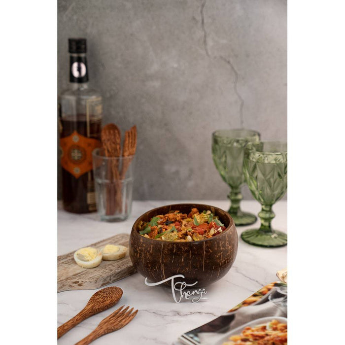 Jumbo Coconut Bowl With Cutlery - 1 Jumbo Bowl+ Spoon & Fork (900ml)