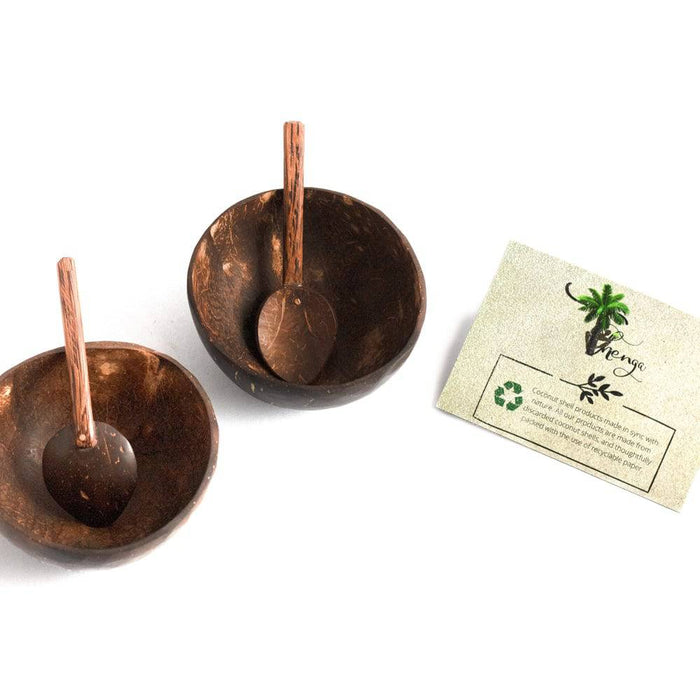 Coconut Shell Mini Bowl Set - 2 Bowl + 2 Spoon