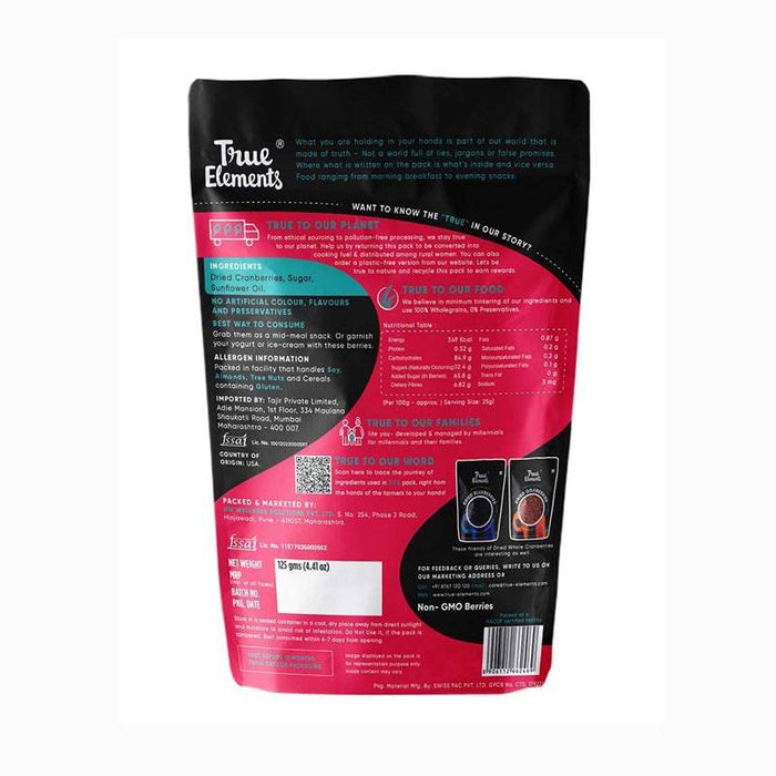 True Elements Dried Whole Cranberries 125gm - FromIndia.com