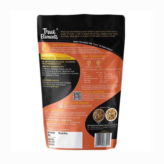 True Elements Roasted Sunflower Seeds 125gm - FromIndia.com