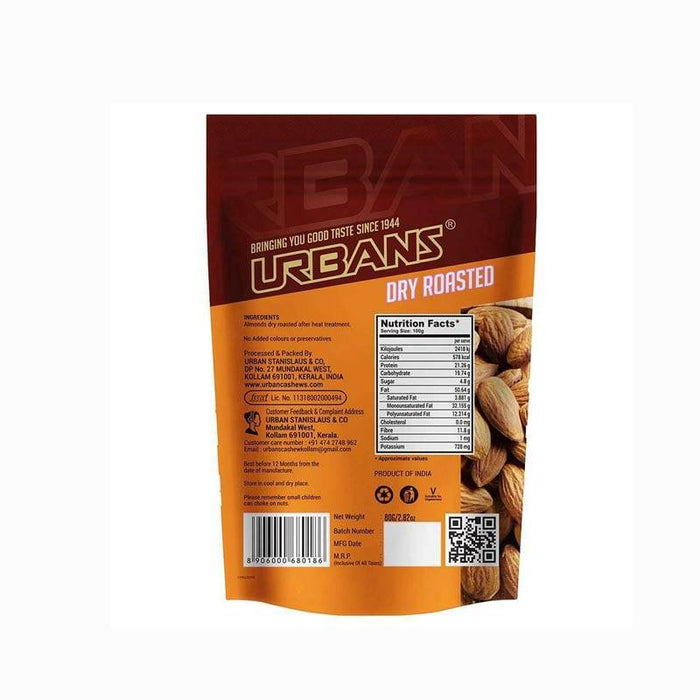 Urbans Almond Dry Roasted 80Gm - FromIndia.com