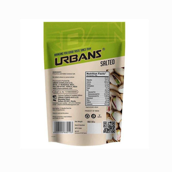 Urbans Pistachios Salted 80 Gm - FromIndia.com