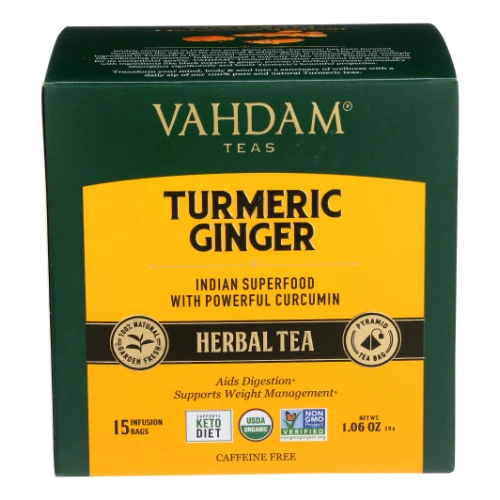 VAHDAM Turmeric Ginger Herbal Tea Bags - 15 Tea Bags