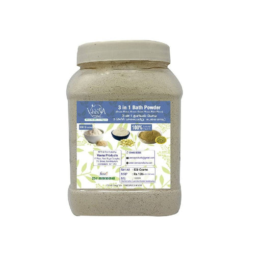 Veena Three In One Organic Luxury Bath Powder (Channa Dhal, Green Mung Gram And Rice Floor)-250gm - FromIndia.com