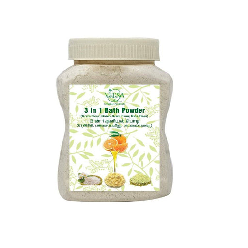 Veena Three In One Organic Luxury Bath Powder (Channa Dhal, Green Mung Gram And Rice Floor)-250gm - FromIndia.com