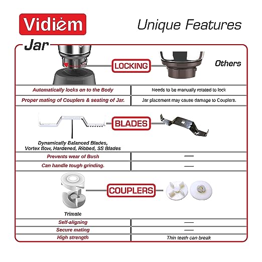 Vidiem V Star Mixer Grinder 521 Grey with Orange - (1 Pc)