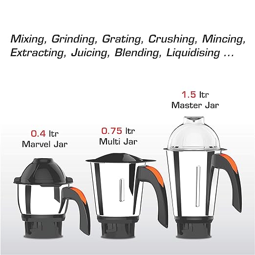 Vidiem V Star Mixer Grinder 521 Grey with Orange - (1 Pc)