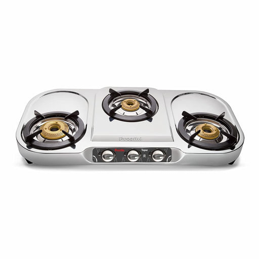 Preethi Topaz SS 3 Burner Manual Ignition Gas Stove - FromIndia.com