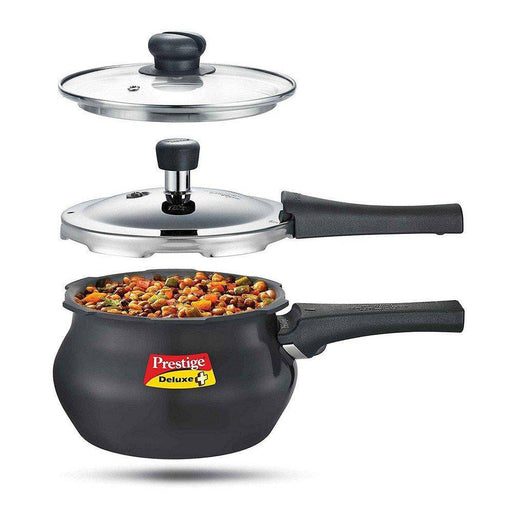 Prestige Deluxe Duo Plus Hard Anodised Handi Pressure Cooker with Glass lid 3L - FromIndia.com