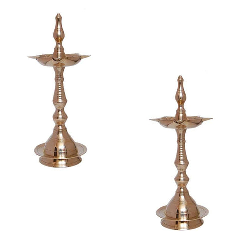 Kerala Fancy Kuthu Vilakku 28 cm (2 Pcs) - Fine Copper - FromIndia.com