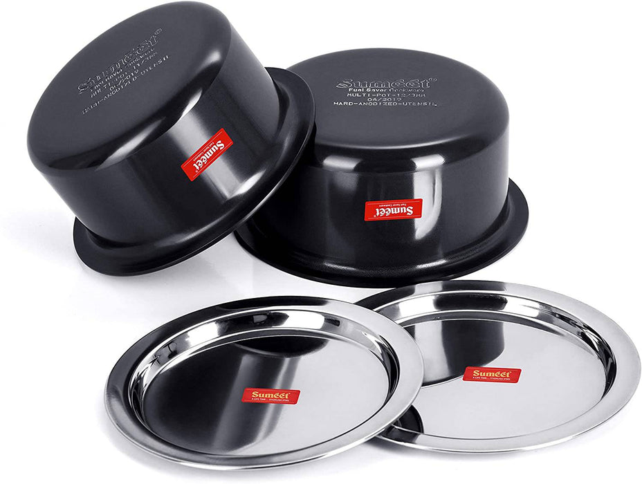 Hard Anodised Tope with Stainless Steel Lid - Set of 5