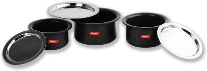Hard Anodised Tope with Stainless Steel Lid - Set of 5