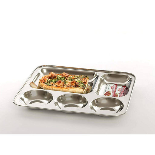 Stainless Steel Dinner plate with 5 Partition - FromIndia.com