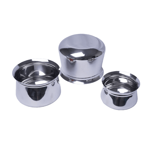 Stainless Steel Swiggy Pot | Curd Pot Set of 3 for Cooking and Serving - FromIndia.com