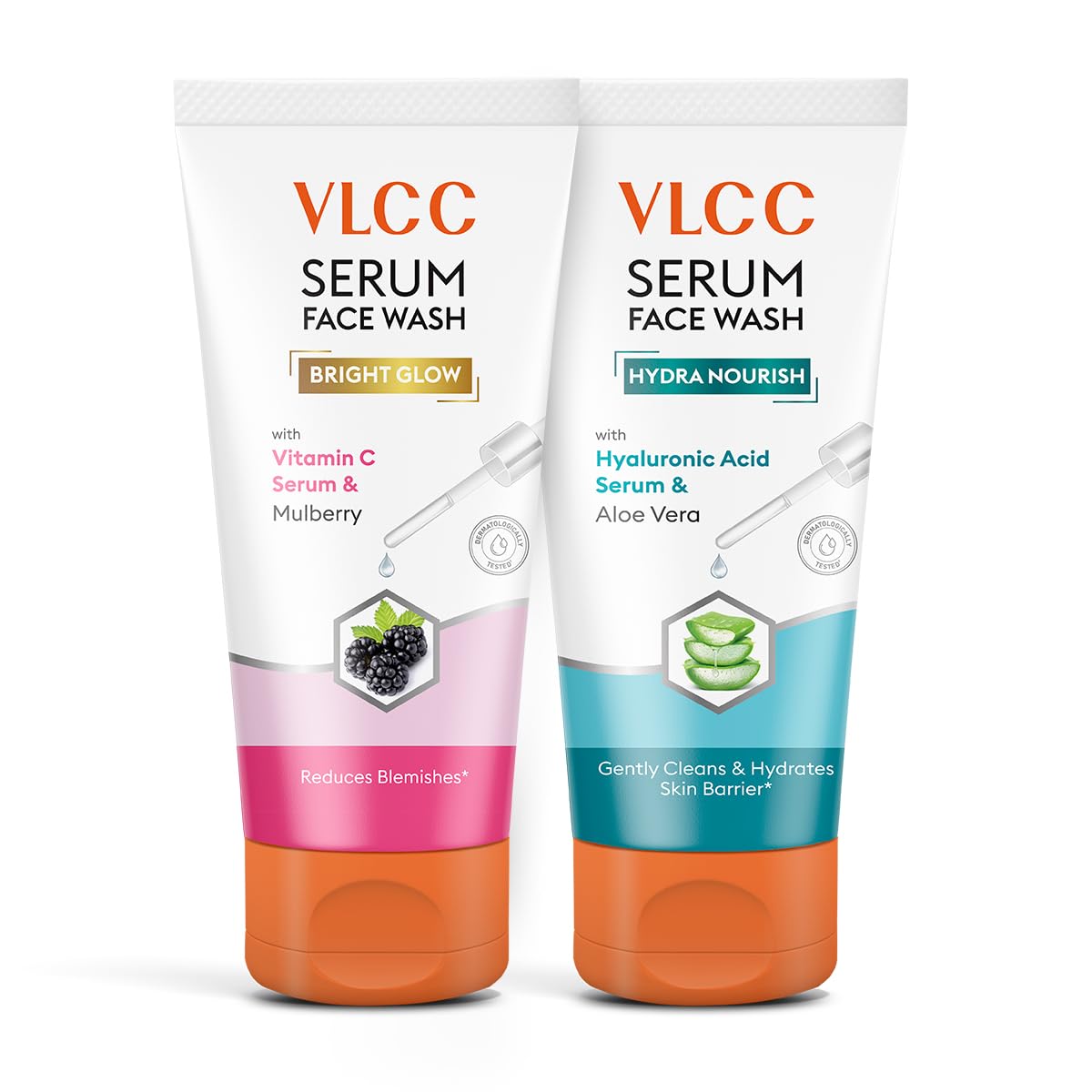 VLCC Vitamin C & Mulberry Serum to Reduce Blemishes & Brighten for AM with Free Hyaluronic Acid & Aloe Vera Serum to Strengthen Skin Barrier for PM Facewash - 150 g (Buy 1 Get 1)