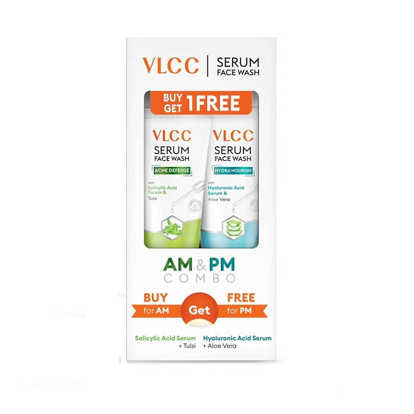 VLCC Salicylic Acid & Neem Serum to Reduce Acne for AM with Free Hyaluronic Acid & Aloe Vera Serum For PM Facewash - 150 g (Buy 1 Get 1)