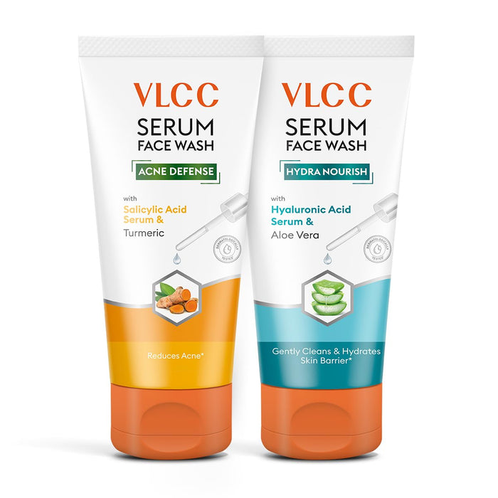 VLCC Salicylic Acid & Turmeric Serum to Reduce Acne for AM with Free Hyaluronic Acid & Aloe Vera Serum For PM Facewash - 150 g (Buy 1 Get 1)