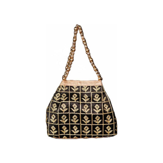 Mixed Colour Potli Bag with Golden Embroidery - 1 PC