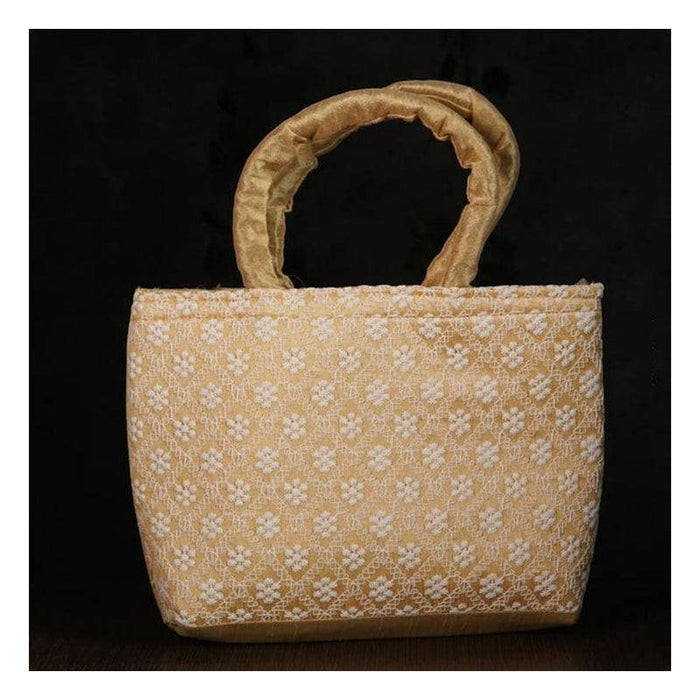 MultiColor HandBag with White Floral Embroidery - FromIndia.com
