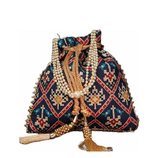String Bag with Printed Bhandani Pattern - FromIndia.com