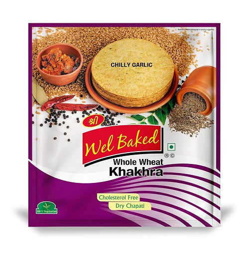 Wel Baked Whole Wheat Khakhra Chilly Garlic - 200 g