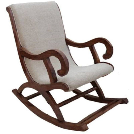 Wooden Rocking Chair with Cushion Back - FromIndia.com