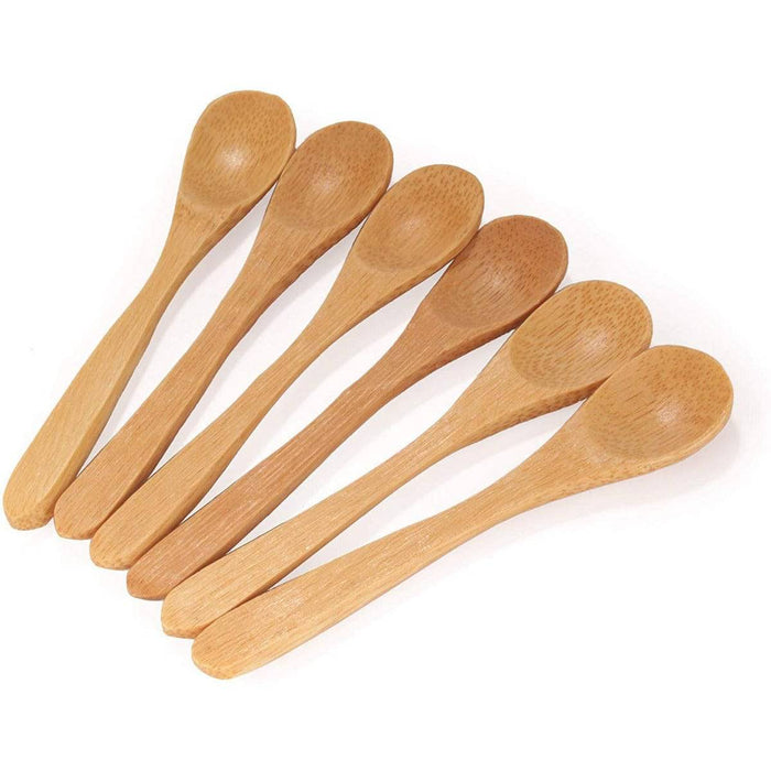 Solid Wood Bamboo Tea Spoons For Spice Salt Sugar - 6 Pcs