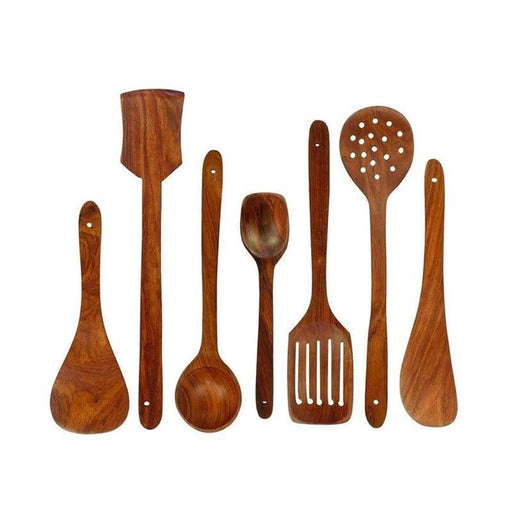 Wood Cooking Spoon Set Pack of 7 - FromIndia.com