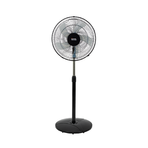 Iona 16 inch 3 Bladed 3 Speed Button Control Stand Fan Black